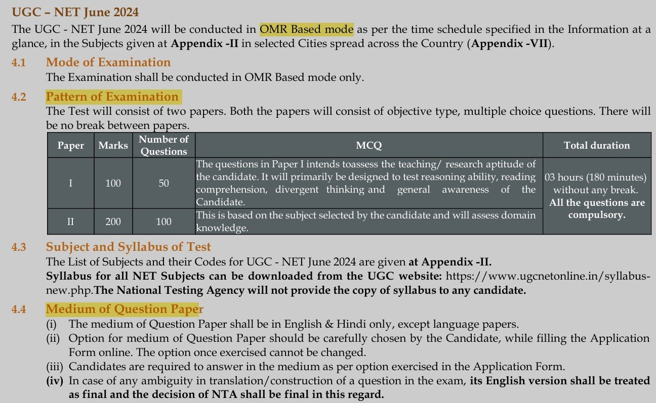 NTA UGC NET June 2024 notification pdf Exam Syllabus Last Date Age ...